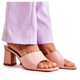 Infradito classiche in pelle rosa nude con tacco alto