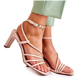 WS1 Sandali Laccati Classici Su Tacchi Alti Beige Milani