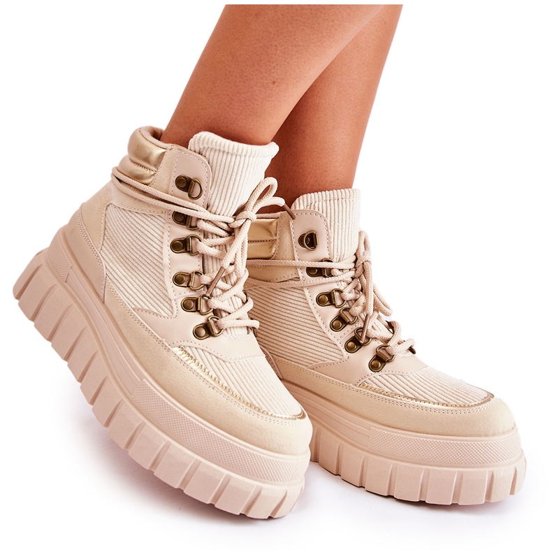 FB3 Stivaletti da donna alla moda beige magnifici