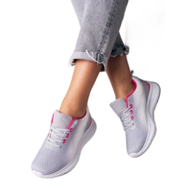 Sneakers sportive da donna Shelovet con lacci bianche e grigie bianca grigio