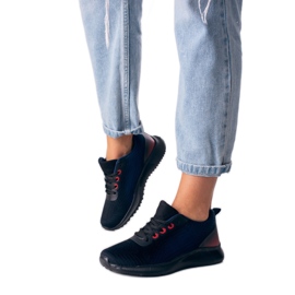 Sneakers sportive da donna Shelovet stringate blu navy e nere nero