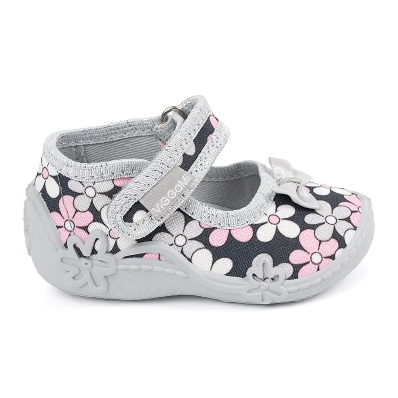 Ciabatte da bambina Zosia Viggami fiori grigio