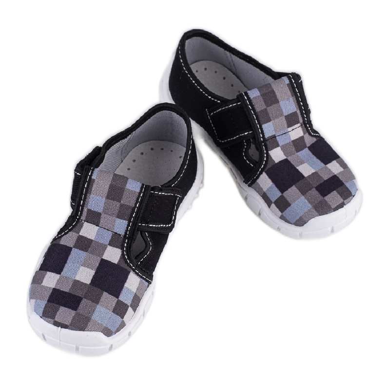 Ciabatte ragazzi Viggami Dominik check blu grigio
