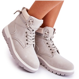 Stivaletti In Pelle Sulla Piattaforma Ressa Grey grigio