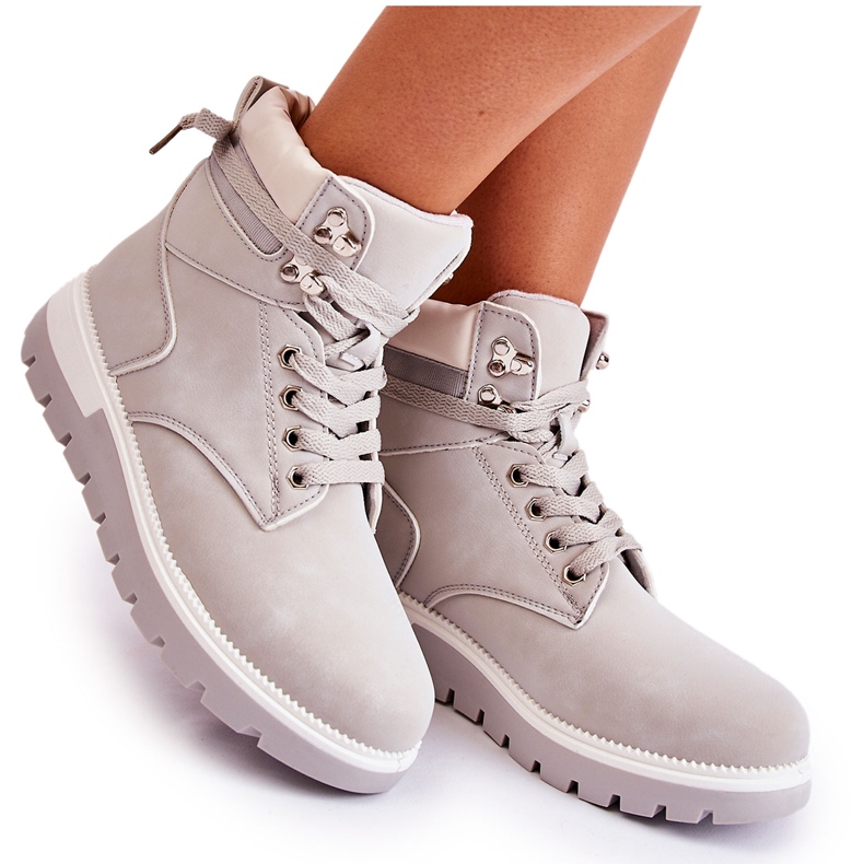 Stivaletti In Pelle Sulla Piattaforma Ressa Grey grigio