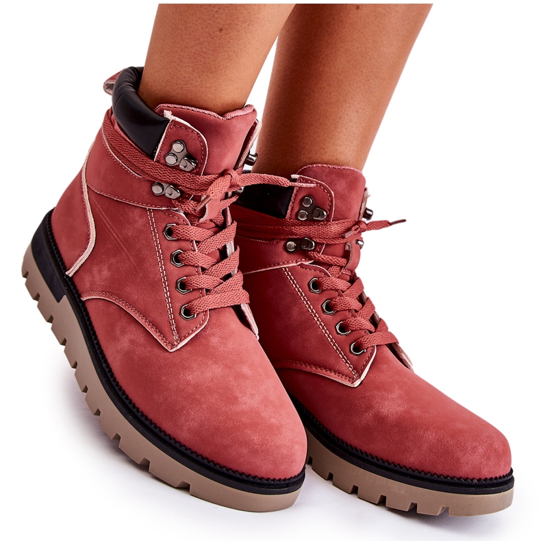 Stivaletti In Pelle Sulla Piattaforma Ressa Rossa rosso