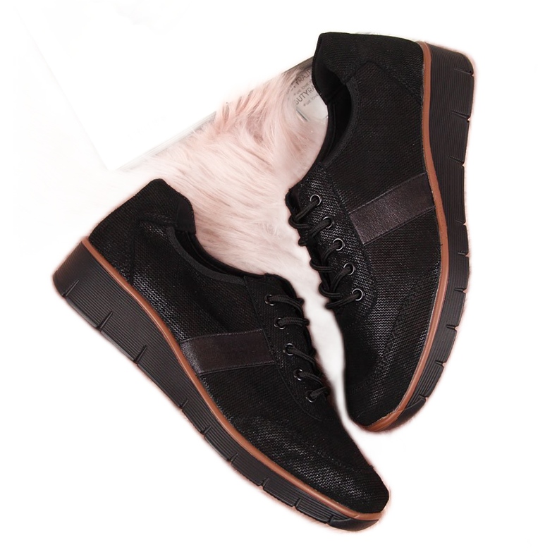 Scarpa da donna in pelle su zeppa nera e marrone Filippo nero