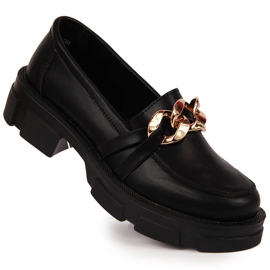 Scarpa da donna in pelle nera con catena Filippo nero
