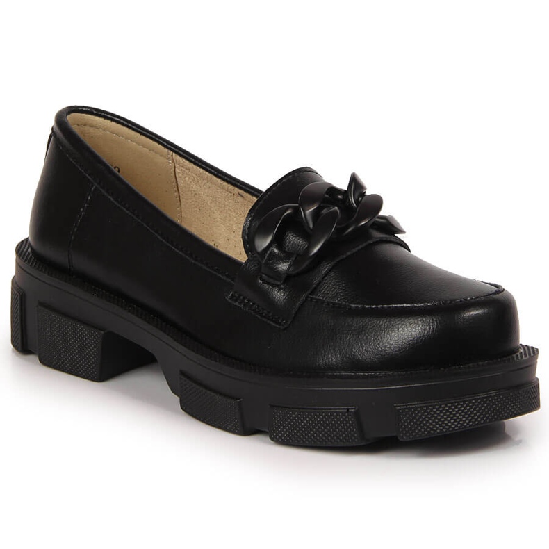Scarpa da donna in pelle nera con catena Filippo nero