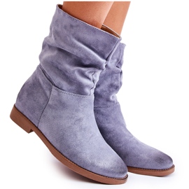 PG1 Stivali alti da donna in camoscio blu Venis