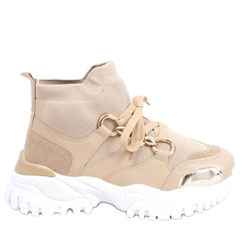Sneaker alte con calzini Petra Khaki beige