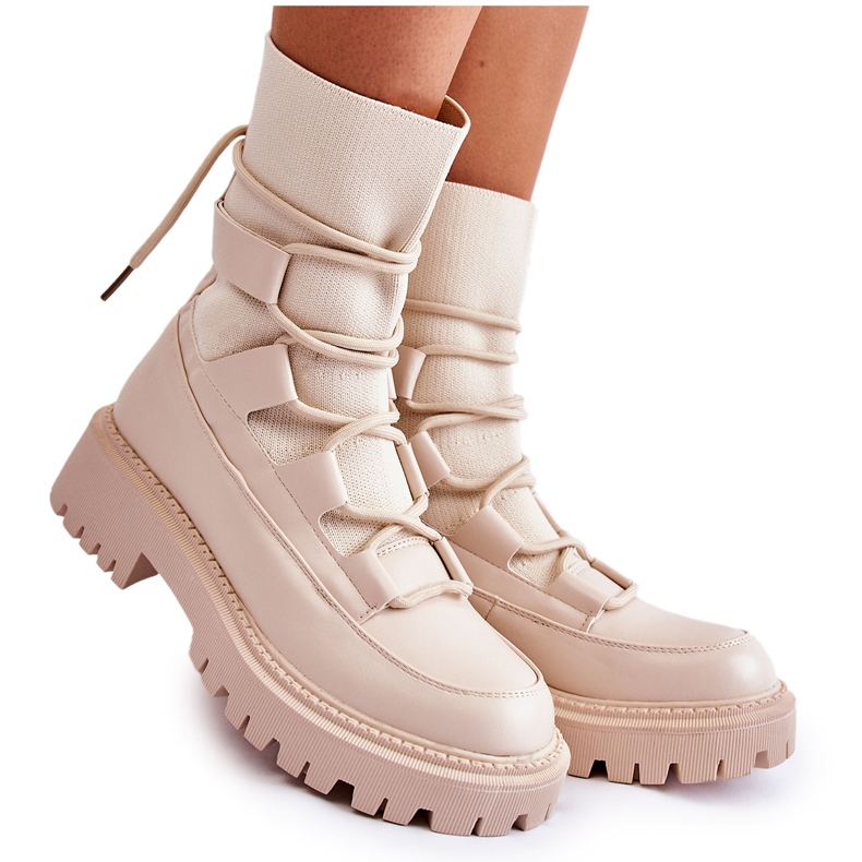 Stivali da donna da lavoro con calzino beige Fallor