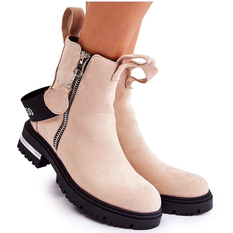 Stivali caldi da donna con cerniera Beige Calvaro