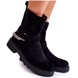 Stivaletti Openwork Con Una Cerniera Con Una Catena Nera Chantelle nero