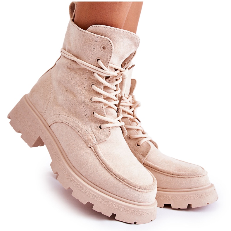 Stivaletti da donna in camoscio Beige Vanita