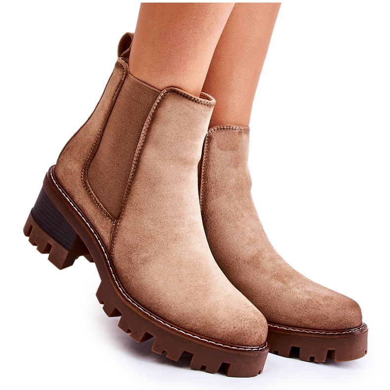 PS1 Caldi stivali da donna con cerniera Beige Lenaris marrone