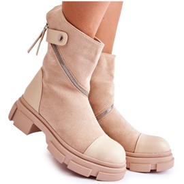 PS1 Stivaletti in pelle scamosciata da donna alla moda Beige Kandell
