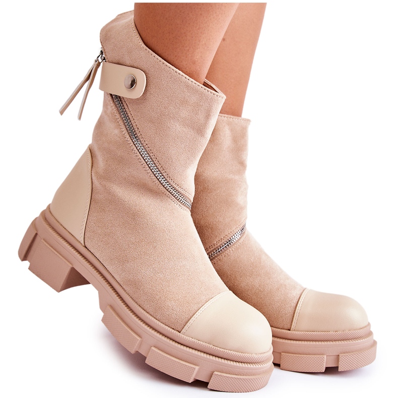 PS1 Stivaletti in pelle scamosciata da donna alla moda Beige Kandell
