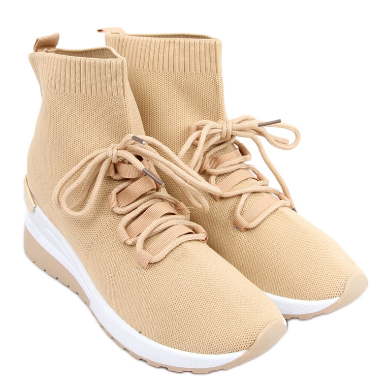 Scarpe da ginnastica Katrin Kaki con calzino beige