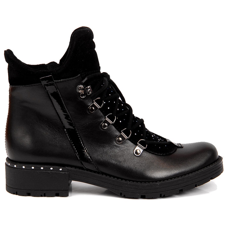 Stivaletto da donna Dolce Pietro nero in pelle con zirconi