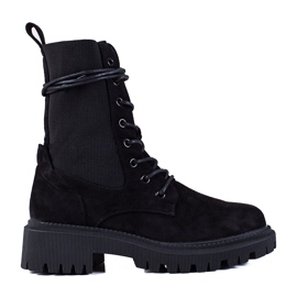 SHELOVET Lavoratori stringati in camoscio nero