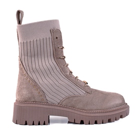 SHELOVET Lavoratori annodati in camoscio marrone beige