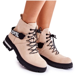 PS1 Stivali Caldi In Pelle Scamosciata Con Cintura Aurelio Beige