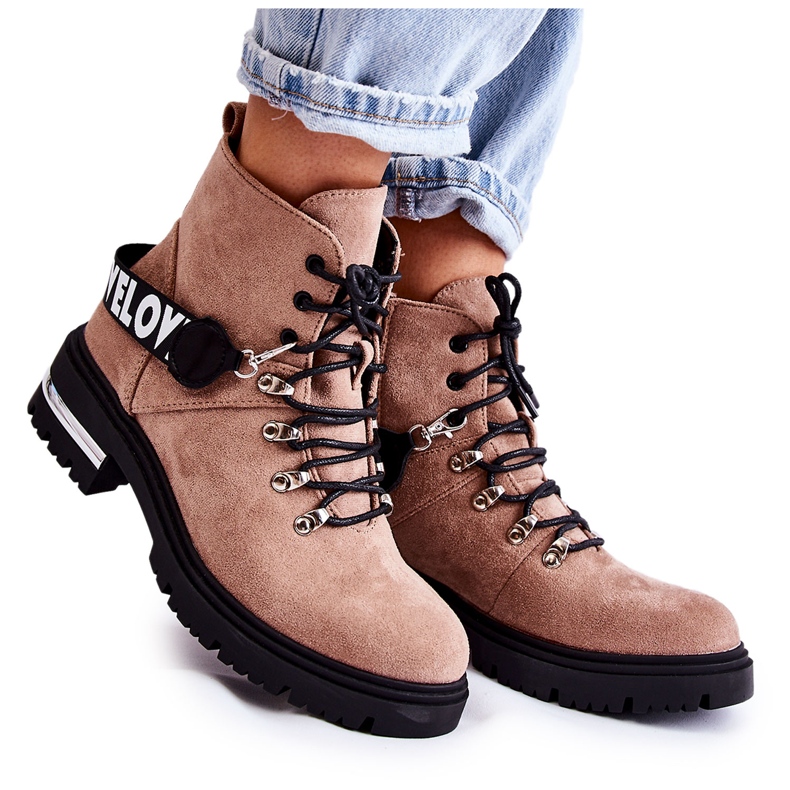 PS1 Stivali In Pelle Scamosciata Con Una Cintura Marrone Aurelio beige