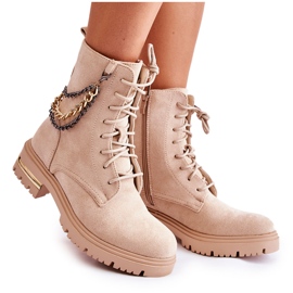 PS1 Stivali caldi in camoscio con catena Beige Sorita