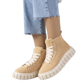 Sneakers beige sulla piattaforma Christal