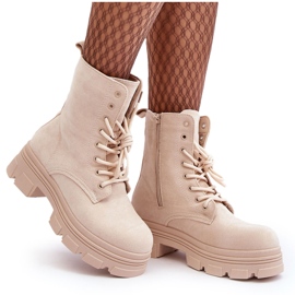 Stivali In Pelle Scamosciata Con Cerniera Beige Marley