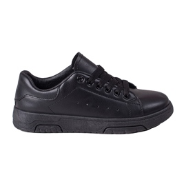 Sneakers nere da donna Shelovet realizzate in pelle ecologica nero