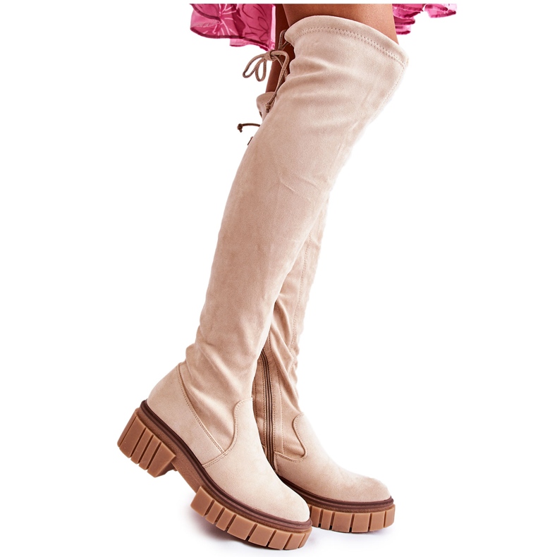 Stivali in camoscio da donna Cheera beige chiaro