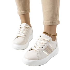 Sneakers beige sulla piattaforma Goldsmi bianco