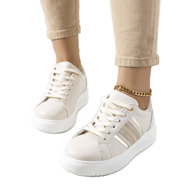 Sneakers beige sulla piattaforma Goldsmi bianca