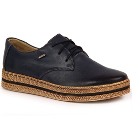 Scarpe da donna in pelle su piattaforma blu navy Helios 380