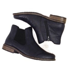 Caldi stivali Chelsea da donna, blu navy Rieker Z4994-14 nero
