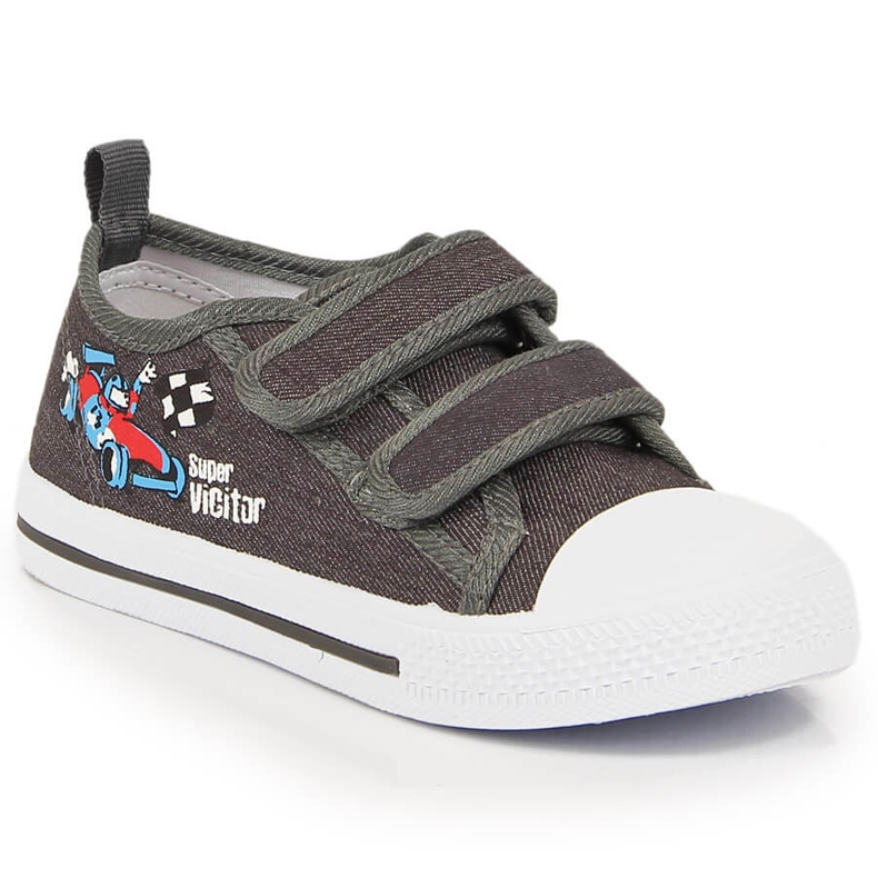 Sneakers da bambino Atletico grigie con velcro grigio