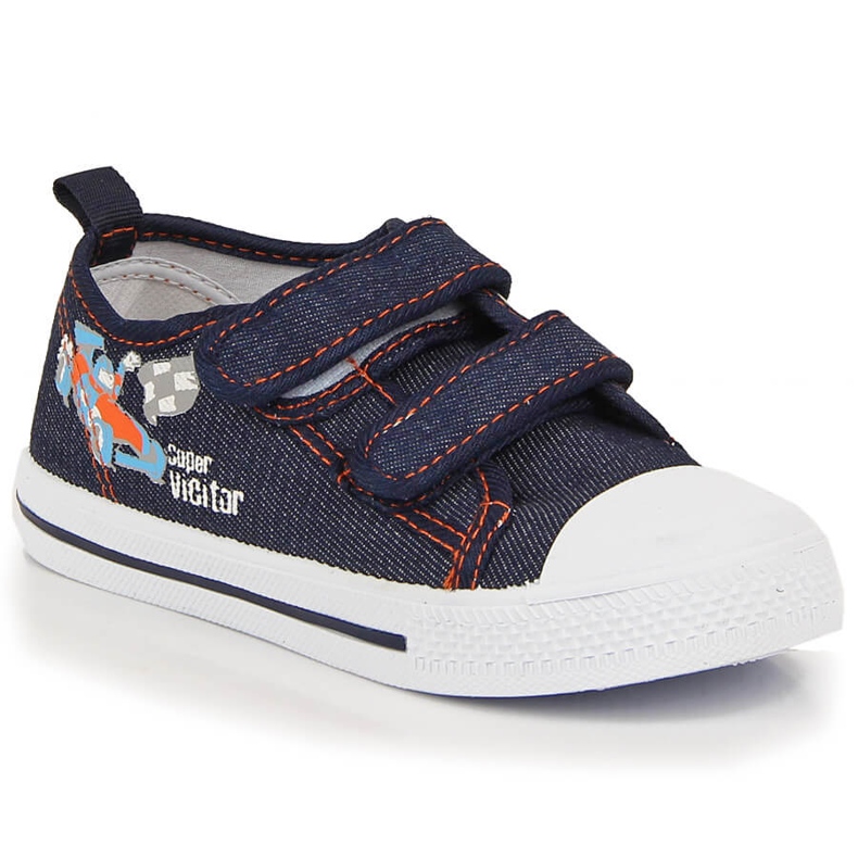 Sneakers da bambino Atletico in denim con velcro blu
