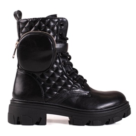Borse da donna nere trapuntate Shelovet con tasca in velcro nero