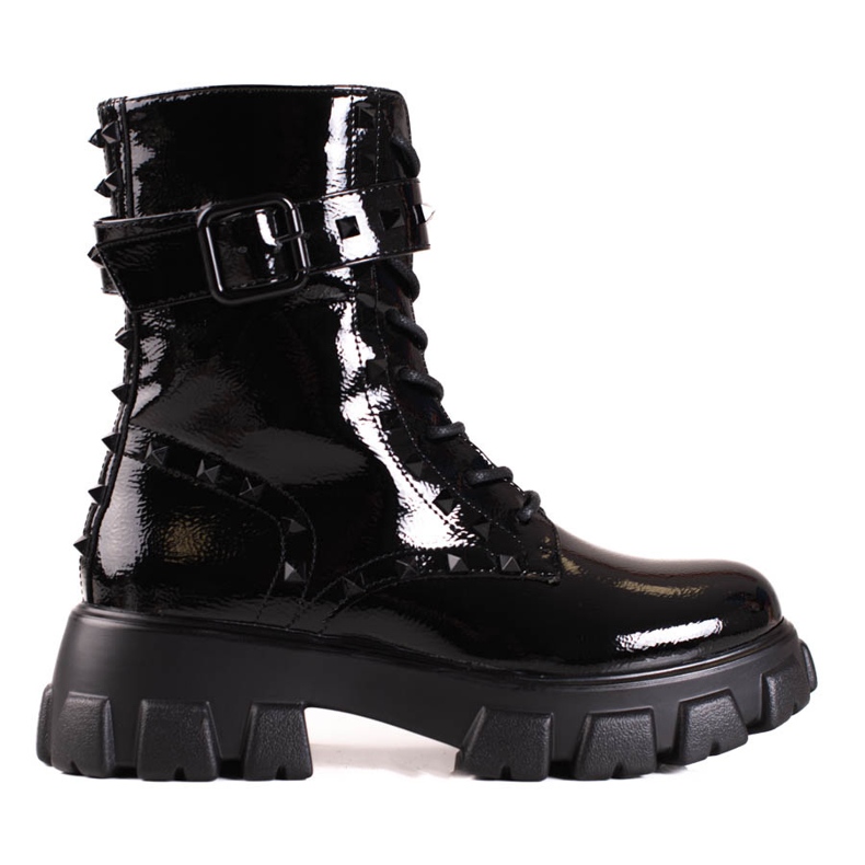Borse nere da donna Shelovet laccate con borchie nero