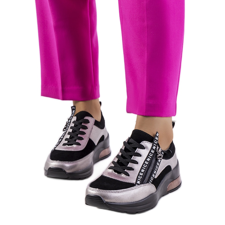 Sneakers Belita in pelle nera nero grigio