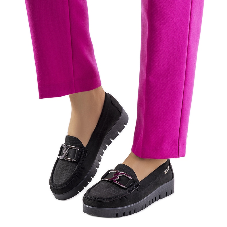 Mocassini neri sulla piattaforma Campini nero