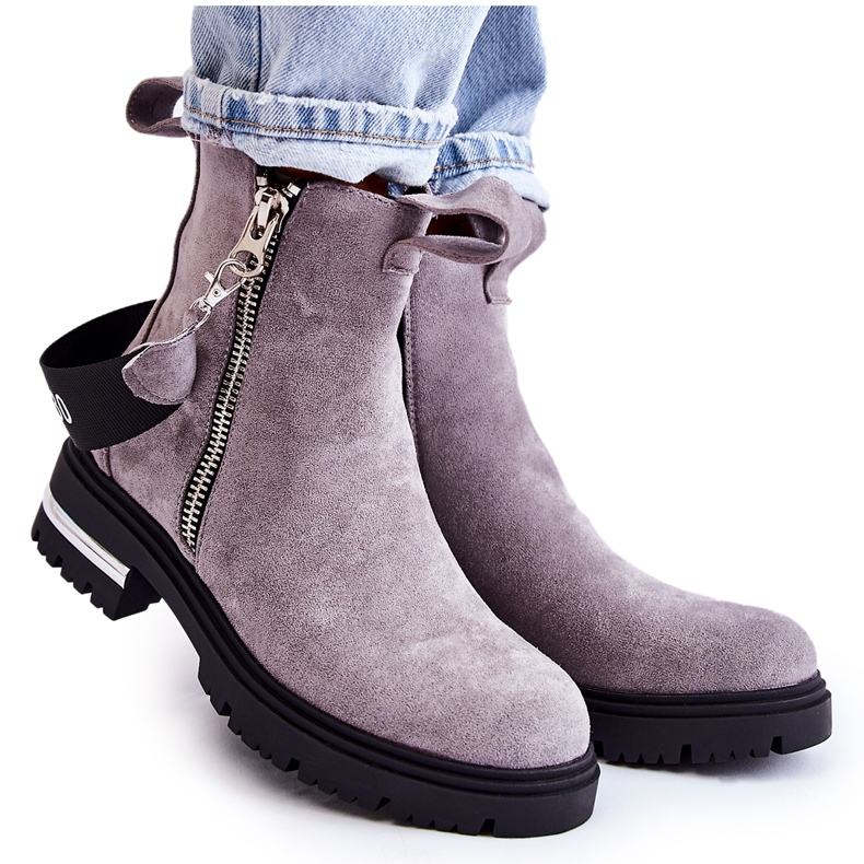 PS1 Stivali Caldi Da Donna Con Cerniera Grigio Calvaro