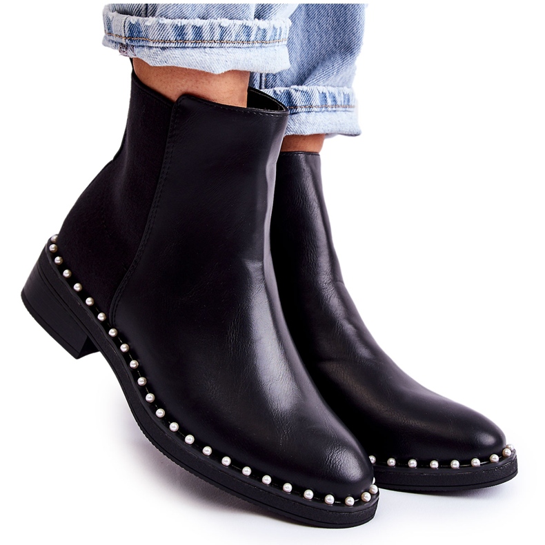 PG1 Stivali Chelsea Jilanna neri con perle nero