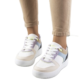 Sneakers da donna bianche e viola Lins beige bianco