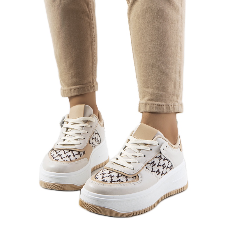 Sneakers beige con suola alta Valpara