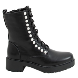 Stivali militari con perle Odrey Black nero