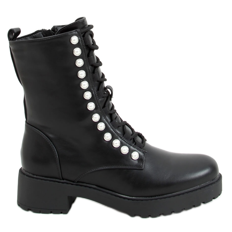 Stivali militari con perle Odrey Black nero
