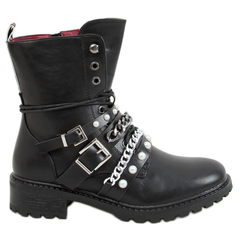 Stivali militari con catena Luba Black nero